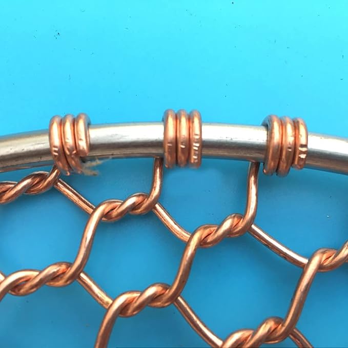 Copper Barbecue Grill Netting with Handle Round Barbecue Wire Mesh Steaming Cooling Baking Net for Korean BBQ