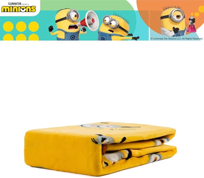 Despicable Me 4 Minions Kids Bedding Super Soft Silk Touch Throw, 40 in x 50 in, (Officially Licensed Product) By Franco