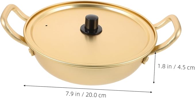 Tofficu 1pc Korean Ramen Pot Cover Nonstick Stock Pot for Cooking Noodles Aluminum Cookware Suitable for Gas and Stoves Easy to Clean Scald Design
