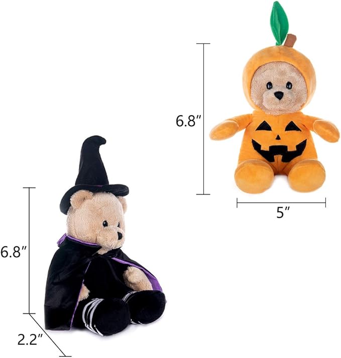 My OLi 9" Pumpkin Wizard Stuffed Animal Plush - Witch & Pumpkin Plush Toy with Flip-Top Hat - Cute Teddy Bear for Kids, Babies & Toddlers