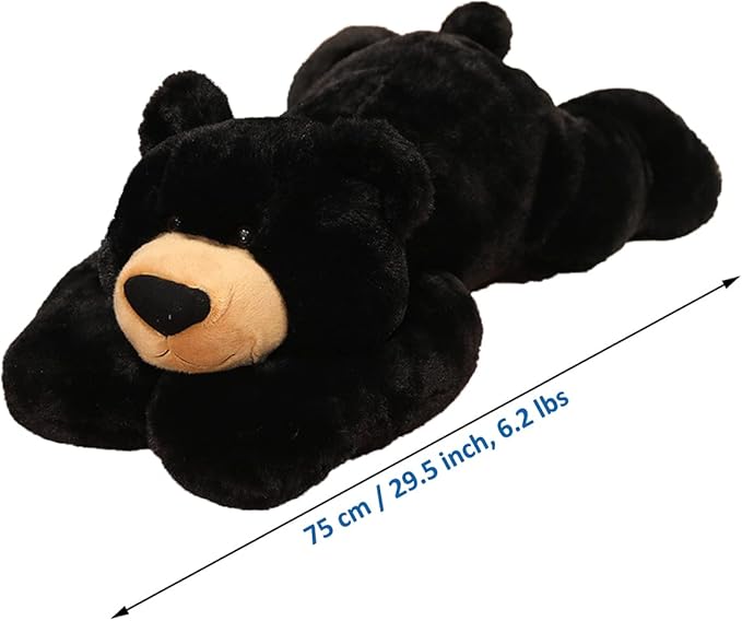 Weighted Stuffed Animal, 6.2 lbs Black Bear Plush Toy & Throw Pillow Gift for Boys & Girls, 29.5 inch