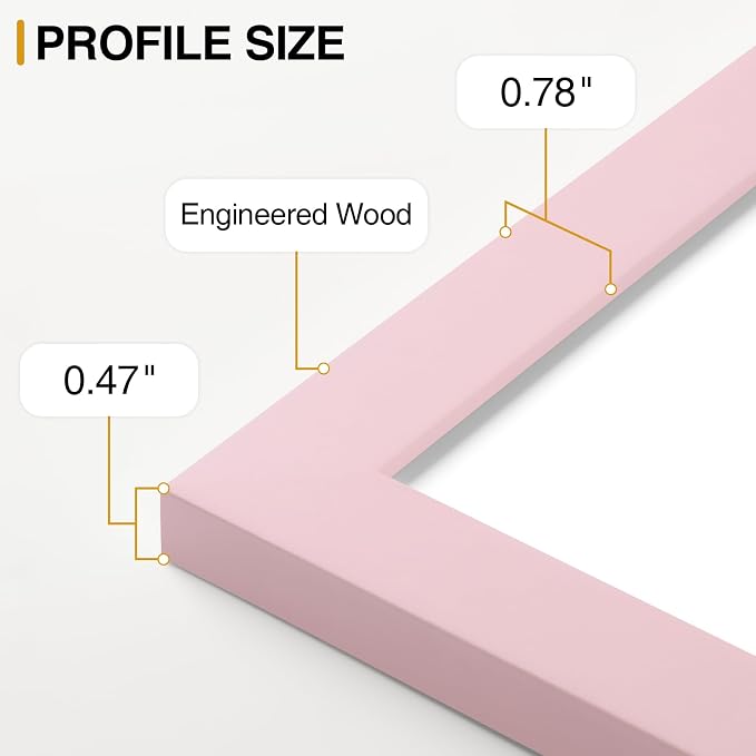 Vittanly 11x14 Picture Frames Set of 9 for Wall Mounting, Pink | Display Pictures 8x10 with Mat or 11x14 without Mat, Engineered Wood with Shatter Resistant Plexiglass, Gallery Photo Frames