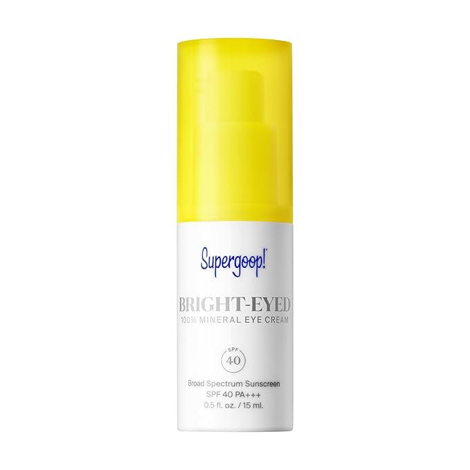 Supergoop! Bright-Eyed Mineral Eye Cream, 0.5 fl oz - SPF 40 PA+++ Hydrating & Illuminating Mineral Sunscreen - Under Eye Cream for Dark Circles & Puffiness - Revives Tired Eyes