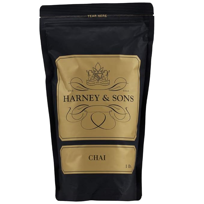 Harney & Sons Chai Loose Leaf Black Tea, Spiced Chai Blend with Cinnamon, Cardamom & Vanilla, 16 oz bag, Brew Masala Chai at Home