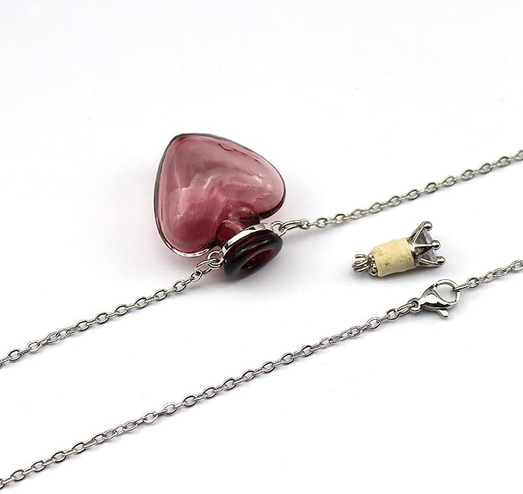 1PC 1PC Colorful Heart Vial Perfume Bottle Necklaces Stainless Steel Chain Make a Wish Aroma Essential Oil Diffuser Pendant necklace Women Jewelry