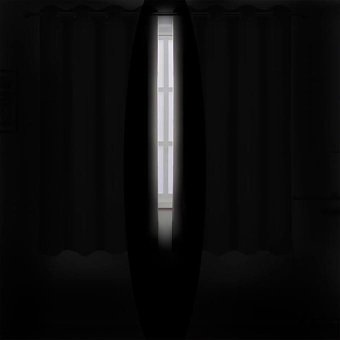 LEMOMO Light Beige Blackout Curtains 34 x 63 Inch Length/Set of 2 Curtain Panels/Thermal Insulated Room Darkening Blackout Curtains for Bedroom