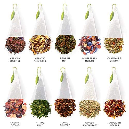 Tea Forte Premium Tea Chest Presentation Box Gift Set Sampler, 40 Count Individually Wrapped Handcrafted Pyramid Tea Infuser Bags, Herbal Tea