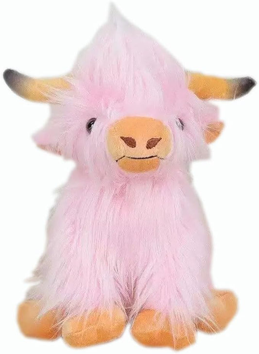 Highland Cow Stuffed Animal Cute Highland Cow Plush Doll Toy 10 inch for Girls Boys Christmas (Highland Cow Pink)
