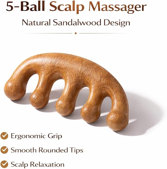 Copper Gua Sha Tool & Scalp Massager Comb Set - Professional Meridian Scraping Kit for Body, Neck & Lymphatic Drainage - Premium Sandalwood & Brass Massage Gift Set - Ideal Mother’s Day Gift