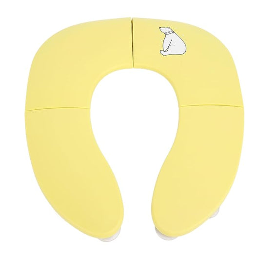 Folding Travel Potty Training Seat for Toddlers, Foldable Toilet Seat Cover with Non Slip Suction Cup (Yellow)