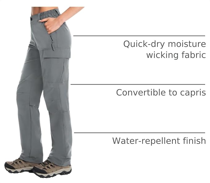 Moosehill Women's Hiking Pants Lightweight Quick Dry Water Resistant Cargo Travel Work Summer Pants for All Seasons
