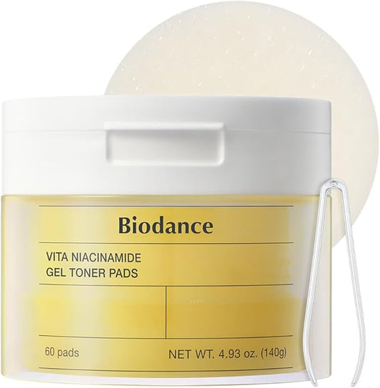Biodance Vita Niacinamide Gel Toner Pads, Dark Spot Corrector, Evening Skin Tone, Gentle Exfoliating Toner Pads with Vitamin C, Pre-Soaked Pads, Korean Skin Careㅣ4.93 fl.oz.(140g)*60Pads