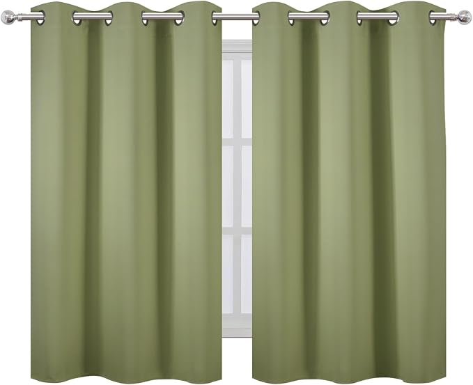 LEMOMO Sage Green Blackout Curtains/38 x 54 Inch/Set of Two Panels Grommet Living Room Curtains