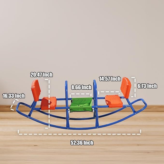 PLATPORTS Double Rocking Seesaw – 2-Seater Teeter Totter for Kids Ages 3-5 – Outdoor Ride-On Playground Toy for Two Children – Durable Steel Rocking Chair Seesaw for Backyard Fun