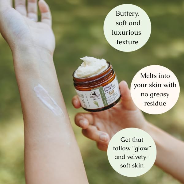 Hearth and Homestead: Handmade Blue Outback Australian Whipped Tallow Balm with Emu, Jojoba, Sandalwood, and Blue Cypress - 1.3 oz