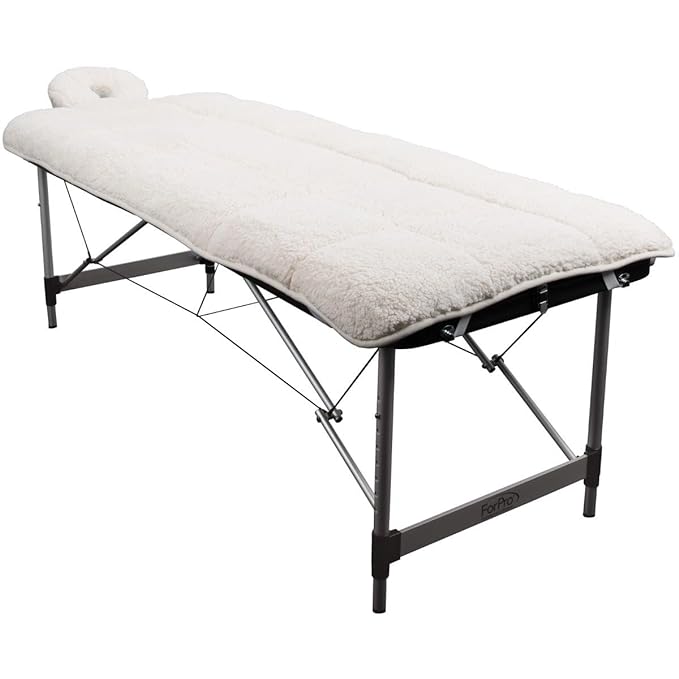 ForPro Premium Quilted Fleece Table Pad Set, Natural, Extra Soft, Hypoallergenic, for Massage Tables, Includes Massage Table Pad and Face Rest Cover