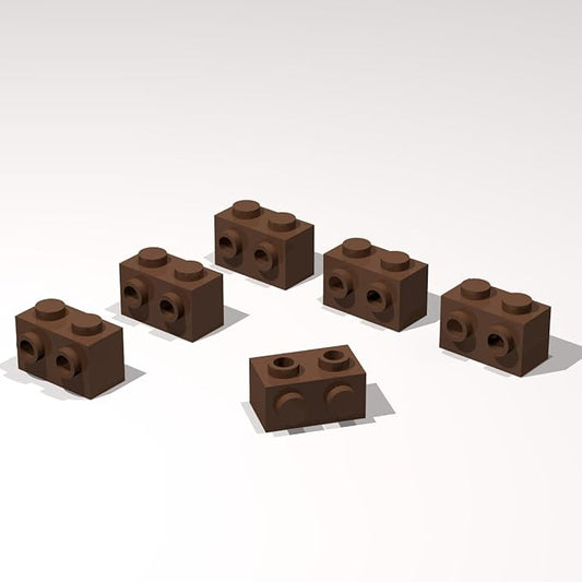 Classic Building Brick Bulk, Modified 1x2 with Studs on 1 Side 260 Piece, Compatible with Lego Parts and Pieces: (Color:Brown)