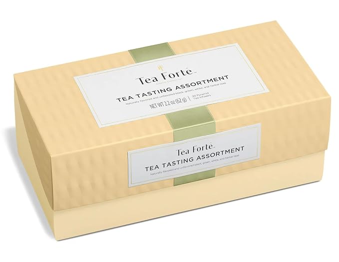 Tea Forte Premium Presentation Box Gift Set Sampler, 20 Count, Assorted Blends Individually Wrapped Handcrafted Pyramid Infuser Bags, Assorted Classic