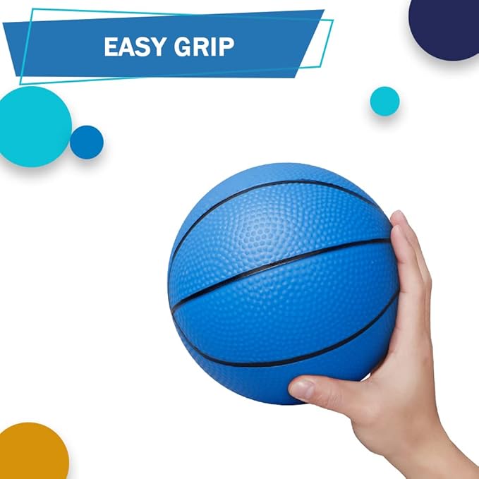 Dilabnba 6 inches Mini Basketball Toy Set for Kids (Deflated/Pump Included) Over The Door Mini Hoop Basketball Replacements for Kids Teenagers for Pool, Indoors, Outdoors (Blue)