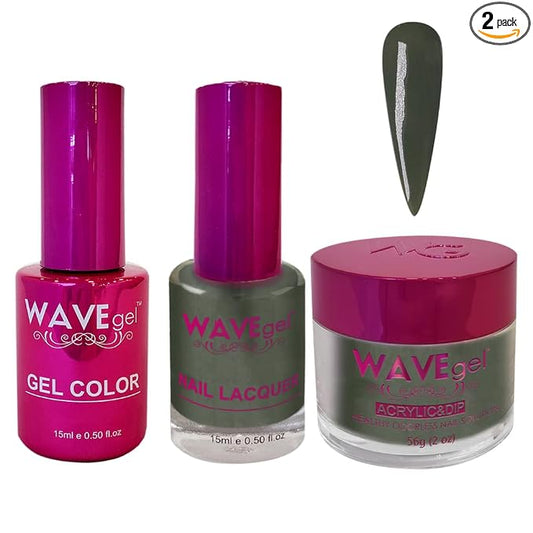 WAVEGEL Soak-Off Gel, Nail Lacquer & Acrylic/Dip Powder Matching Set - Princess Collection - #45 Seaweed Dress