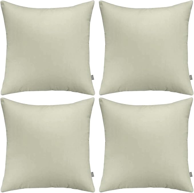 Thmyo 4-Pack 100% Cotton Comfortable Solid Decorative Throw Pillow Case Square Cushion Cover Pillowcase Sublimation Blank Pillow Covers DIY Throw Pillowcase for Sofa Bedroom(20x20 inch/ 50x50cm,Beige)