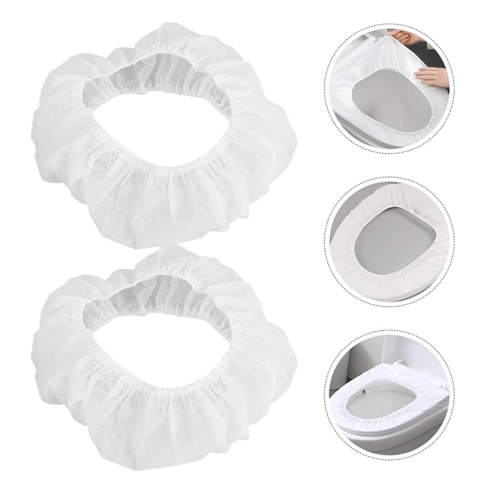Disposable Toilet Seat Covers White Color 10pcs Waterproof Non-Woven Fabric Portable Toilet Seat Liners for Travel and Camping Suitable and Adults
