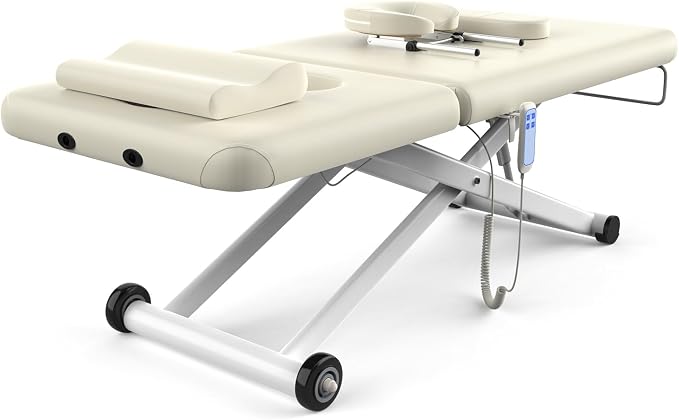 Dolonm Electric Massage Table, Heavy Duty Electric Lift and Electric Backrest 2 Motor Adjustable for Treatment/Medical Spa/Facial Bed/Beauty Bed/Massage Beds and More - 31.2 Wide x 75 Long, White