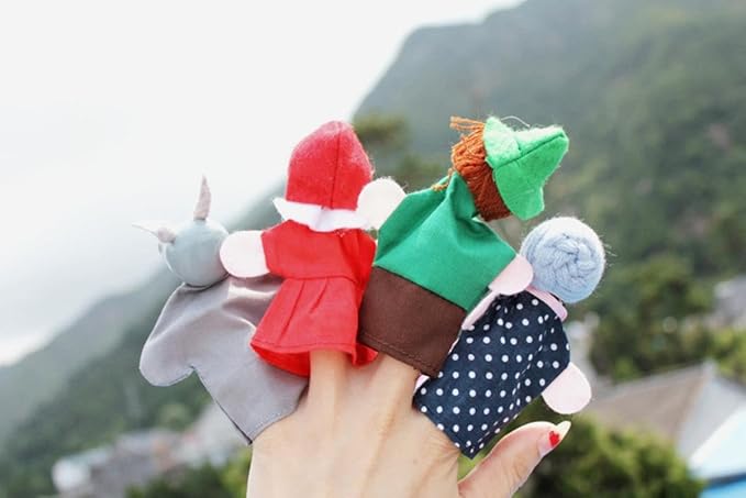 Little Red Riding Hood Finger Puppet Set, 4Pcs Storytelling Toy for Kids & Preschool, Party Favors & Parent-Child Play (Includes Little Red Riding Hood, Big Bad Wolf, Grandmother & Hunter)