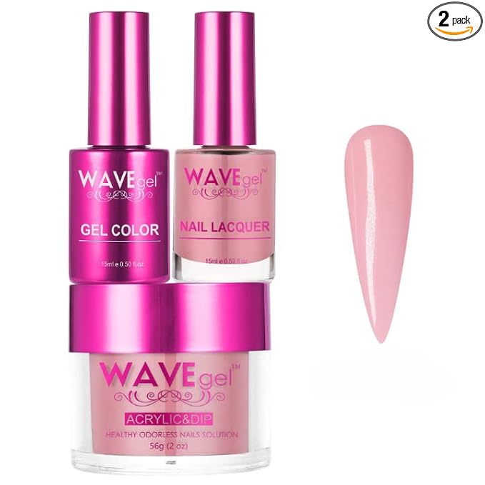 WAVEGEL Soak-Off Gel, Nail Lacquer & Acrylic/Dip Powder Matching Set - Princess Collection - #11 Princess Peach