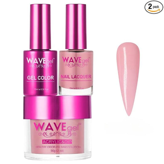 WAVEGEL Soak-Off Gel, Nail Lacquer & Acrylic/Dip Powder Matching Set - Princess Collection - #11 Princess Peach