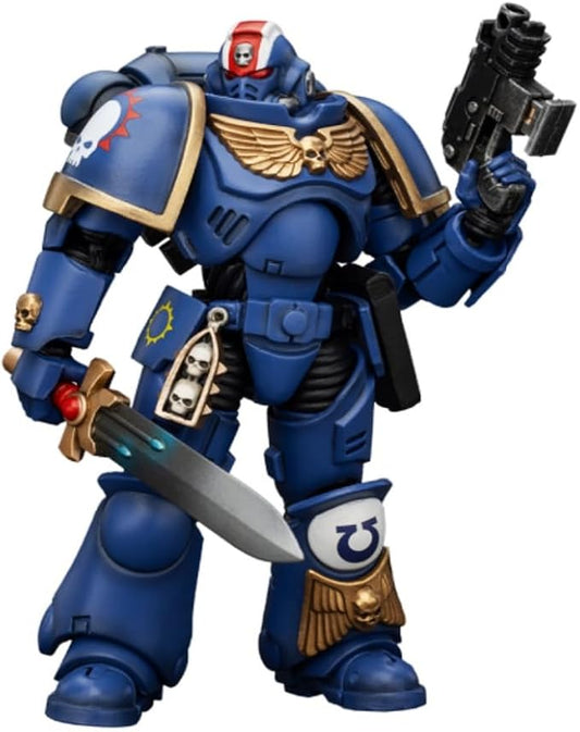 JoyToy Warhammer 40K Ultramarines Heroes of The Chapter Primaris Lieutenant Erastus 1:18 Scale Action Figure Mecha Joy Toy Collection Model 4.76in
