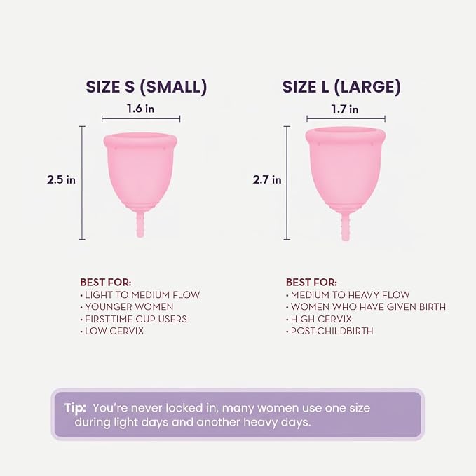 Reusable Menstrual Cup, Medical Grade Silicone Period Cup for Women & Beginners, Eco-Friendly Feminine Hygiene, Leak-Free Comfort for Up to 12 Hours (Small & Large) (Orange, Large)