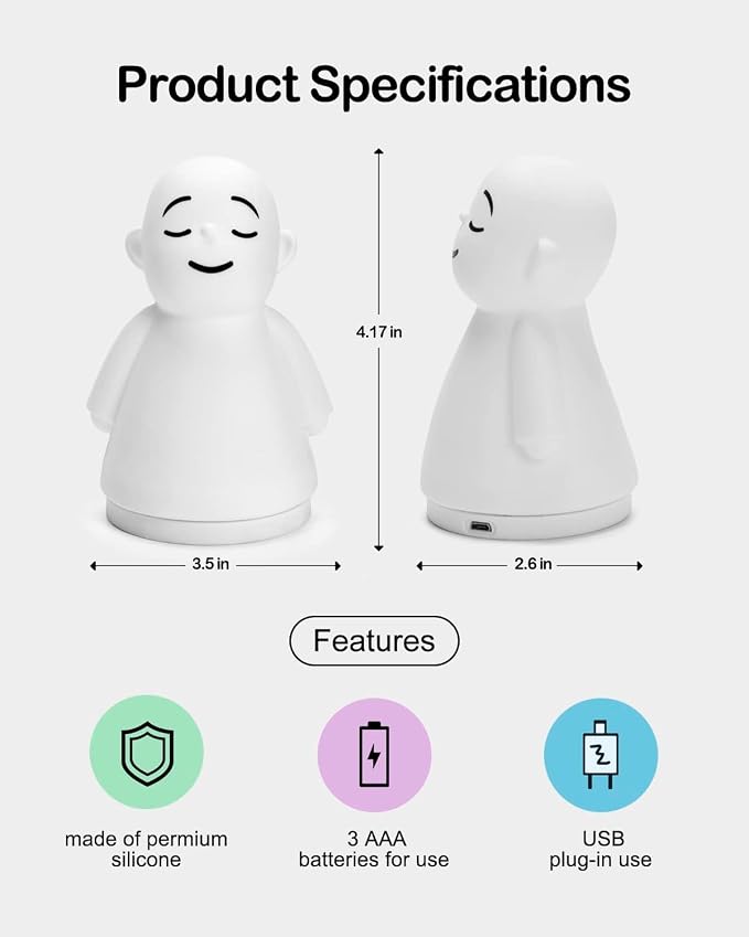 Set of 2 Stress Relief Night Light for Mindfulness - Guided Visual Meditation Tool for Women Men- Relaxing Self Care for Adults Kids