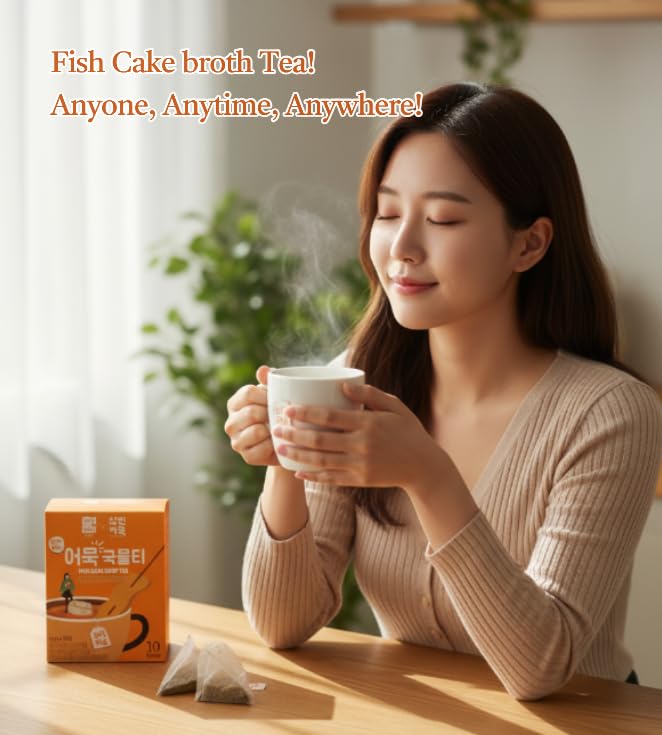 Korean Fish Cake Soup Tea Bags, Savory Anchovy Kelp Broth | 10 Tea Bags, Easy Soup Base for Tteokbokki, Udon, Hot Pot, Warm Eomuk Broth Drink, For Cooking