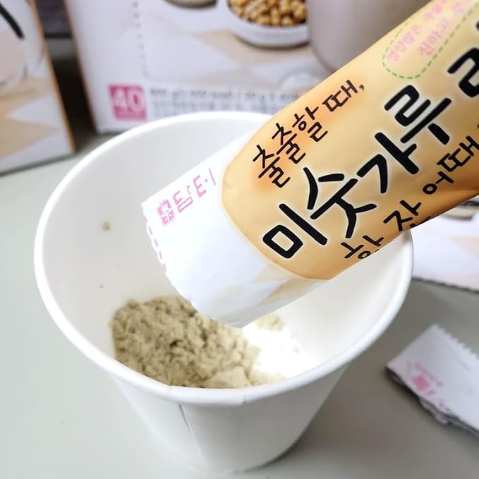 Damtuh Roast Grain Latte 20g x 12 Sticks – Korean Misugaru Latte Powder, Nutty Multigrain Instant Drink Mix, Naturally Caffeine-Free
