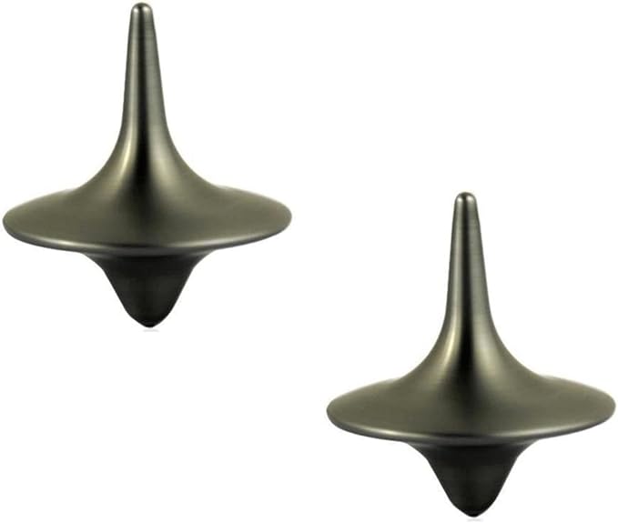 2Pcs Silver Accurate Spinning Top,Forever Spin,Portable Precision Metal Spinner Top Premium Exquisite Perfect Balance Desktop Gyro Ornaments Vintage Totem Zinc Alloy Prop Desk Little Fidget Ornament