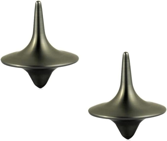 2Pcs Silver Accurate Spinning Top,Forever Spin,Portable Precision Metal Spinner Top Premium Exquisite Perfect Balance Desktop Gyro Ornaments Vintage Totem Zinc Alloy Prop Desk Little Fidget Ornament