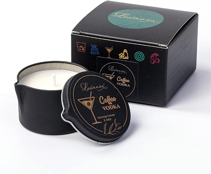Vegan Home SPA Scented Aromatherapy Massage Candle for Skin Moisturizing,Soybean Wax Massage Body Oil for Foot Treatment, Romantic Gift for Friend Coffee Vodka Scent 2.35 OZ | Scented, Skin Moisturizing, Soybean Wax, Massage Body Oil, Foot Treatment