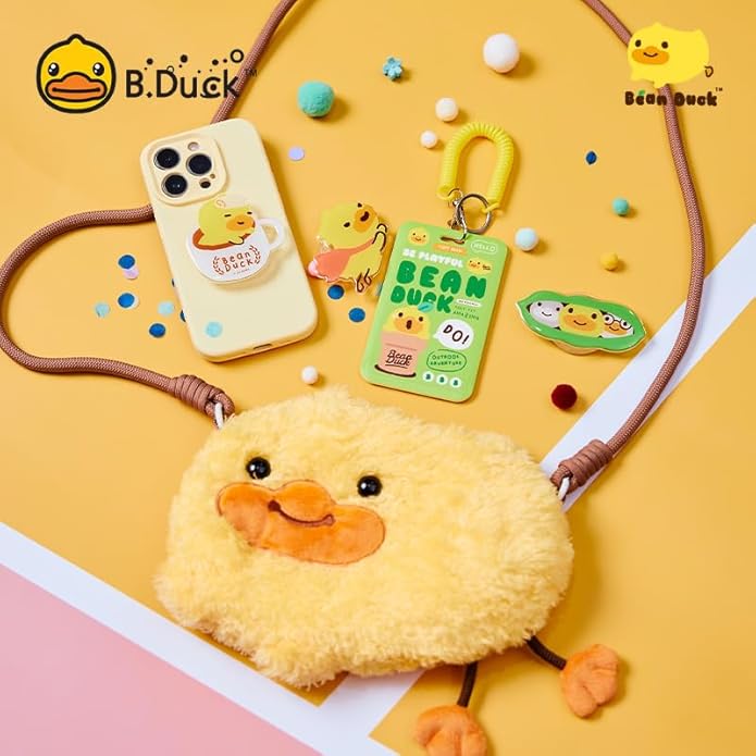 B.DUCK Plush Purse Crossbody Bags Kawaii Handbag with Zipper Cute Duck Shoulder Bag Coin Wallet Toy Purse for Gifts