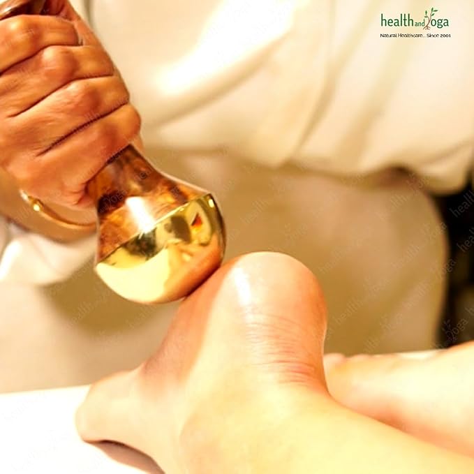HealthAndYoga™ BronzEase Kansa Foot Massager - Kansa Wand Ayurveda Benefits of Bronze - Massage Wand to Restore Luster Through Detoxification (Stick - Smooth)