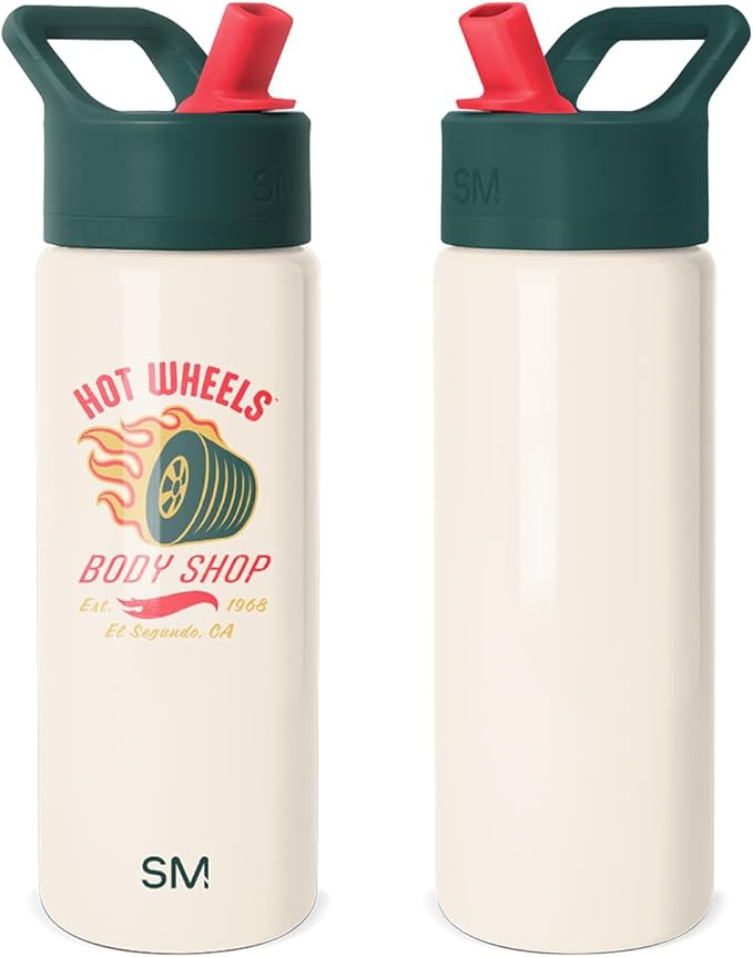 Simple Modern Kids Summit Water Bottle with Straw Lid | Hot Wheels 18oz Stainless Steel Cup Insulated Tumbler for Boys, School | Body Shop
