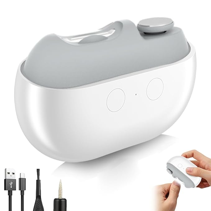 Easy Clip Nail Clippers,Electric Nail Clippers for Seniors,Upgraded 3 in 1 Automatic Electric Toenail Clippers for Thick Nails, Nail Care Tool with Led Light,for Seniors Kids Adults (White)