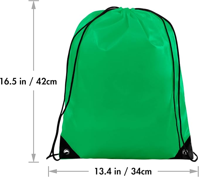 IKAYAS 6Pcs Drawstring Bags Bulk Green Drawstring Backpack, String Backpack Cinch Sack Sport Gym Backpack Bags for Yoga Traviling Outdoor Sports