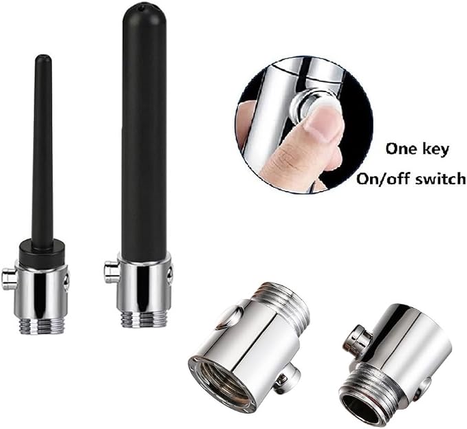 Douche Enema Nozzle With On/Off Water Control Valve Switch, Shower Attachment for Men and Women Portable Cleaner, Colonic System Kit for Most Shower Systems - ABS Black