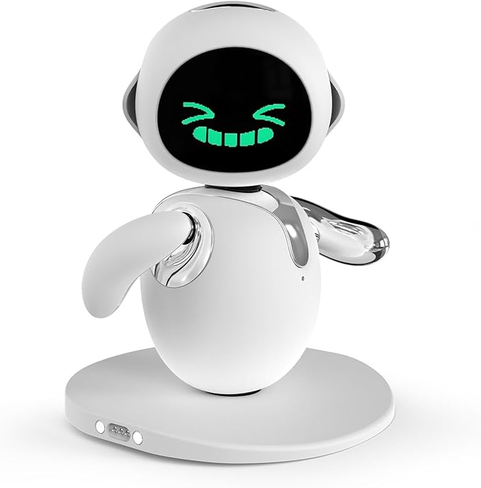 Eilik Silver - Touch Interactive Desk Companion Toys, Cute Robot Pets with Abundant Emotions. Funny Animations&Mini-Games, Birthday Gifts for Girls and Boys. Constantly Update(Chrome Silver Version)