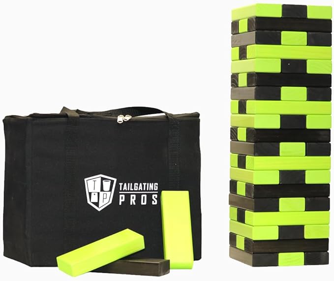 Tailgating Pros Premium Giant Toppling Timbers with Carrying Case – Choose Your Team Colors! Jumbo Outdoor Yard Game, Tower Grows to Over 5 Feet!