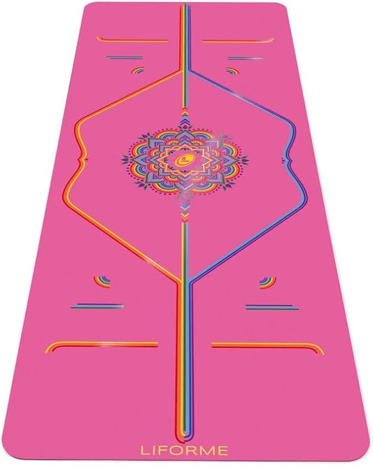 Liforme Printed Yoga Mat Collection - Free Yoga Bag Included - Patented Alignment System, Warrior-like Grip, Non-Slip, Eco-friendly, Sweat-resistant, Long, Wide and Thick for Comfort