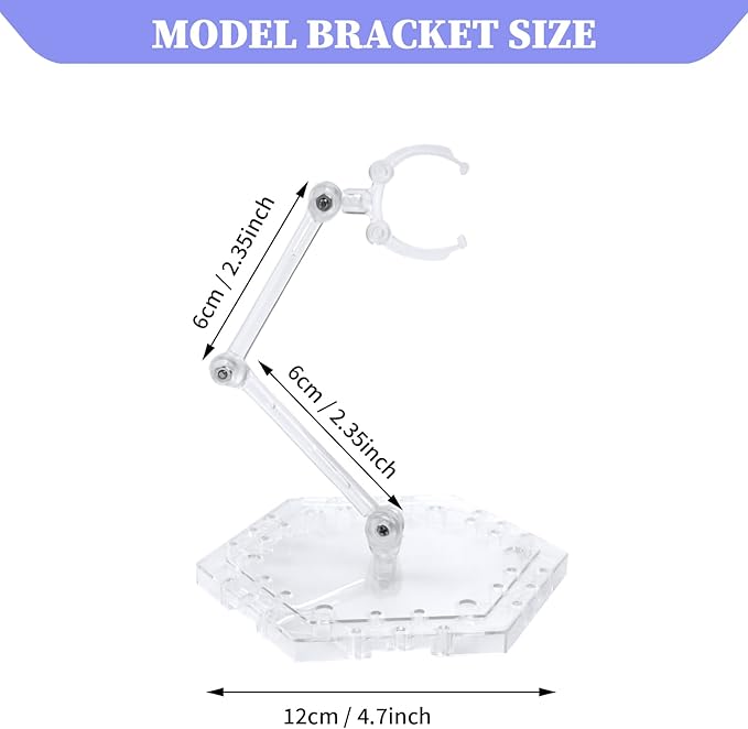 POMER Action Figure Stand, 5 Pcs Transparent Assembly Action Holder Base Display Model Support Stand Compatible with HG/RG Gundam 1/144 Toy with Screwdriver