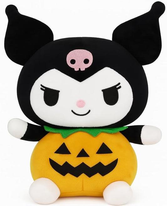 7-Inch Halloween Pumpkin Cat Plush, Soft and Cute Kitty Stuffed Animal, Adorable Halloween Decoration and Gift (Black)