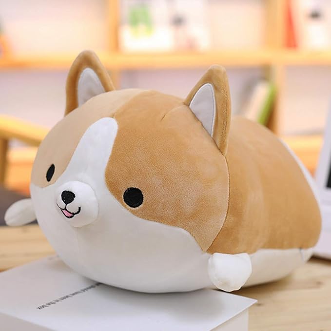 Corgi Dog Plush Pillow, Cute Shiba Inu Corgi Butt Stuffed Animal Toys Gifts for Bed, Valentine, Kids Birthday, Christmas (Brown, 17.3inch)